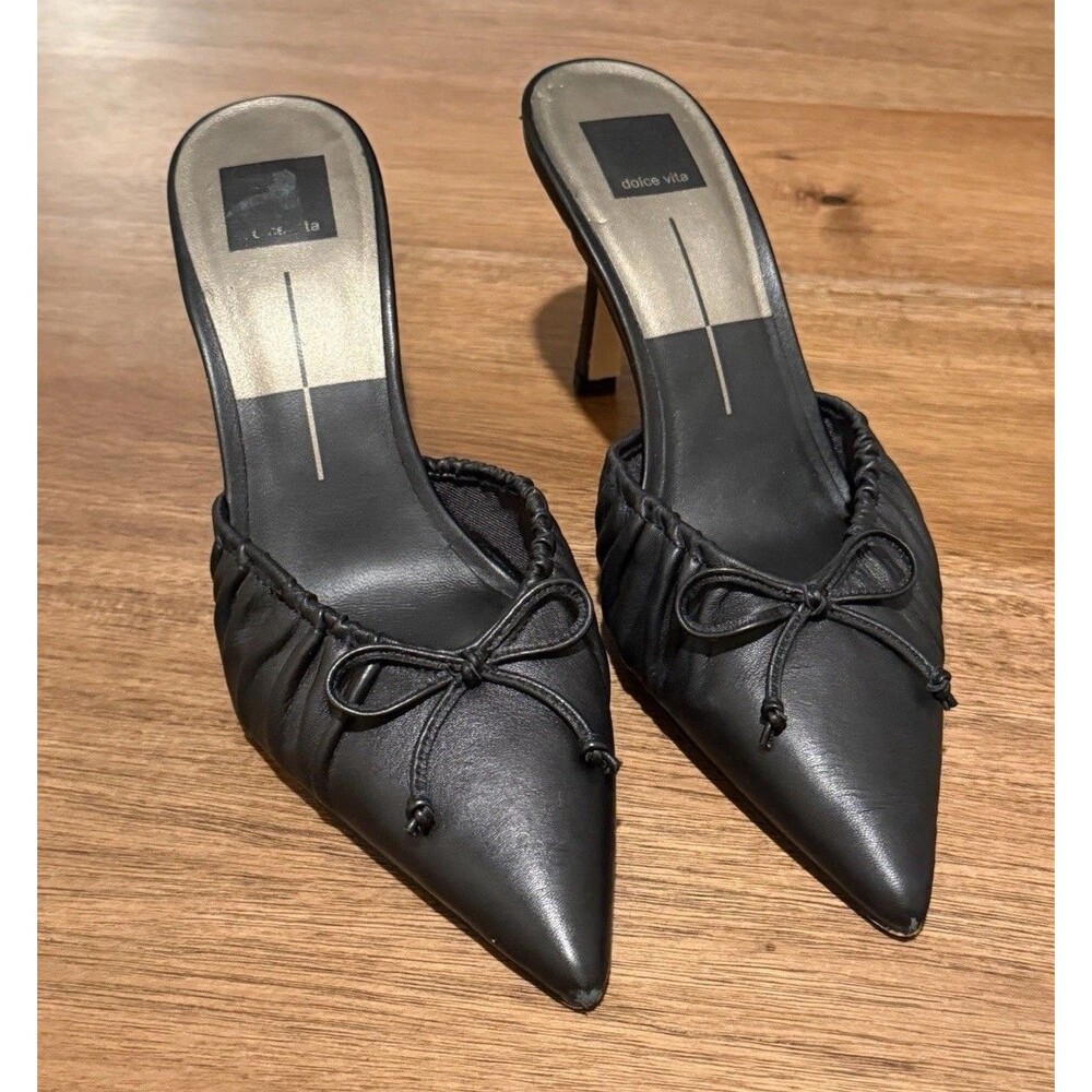 Dolce Vita Kairi Black Bow W Size 9 Pointed Toe Kitten Heels Y2K Style Coquette